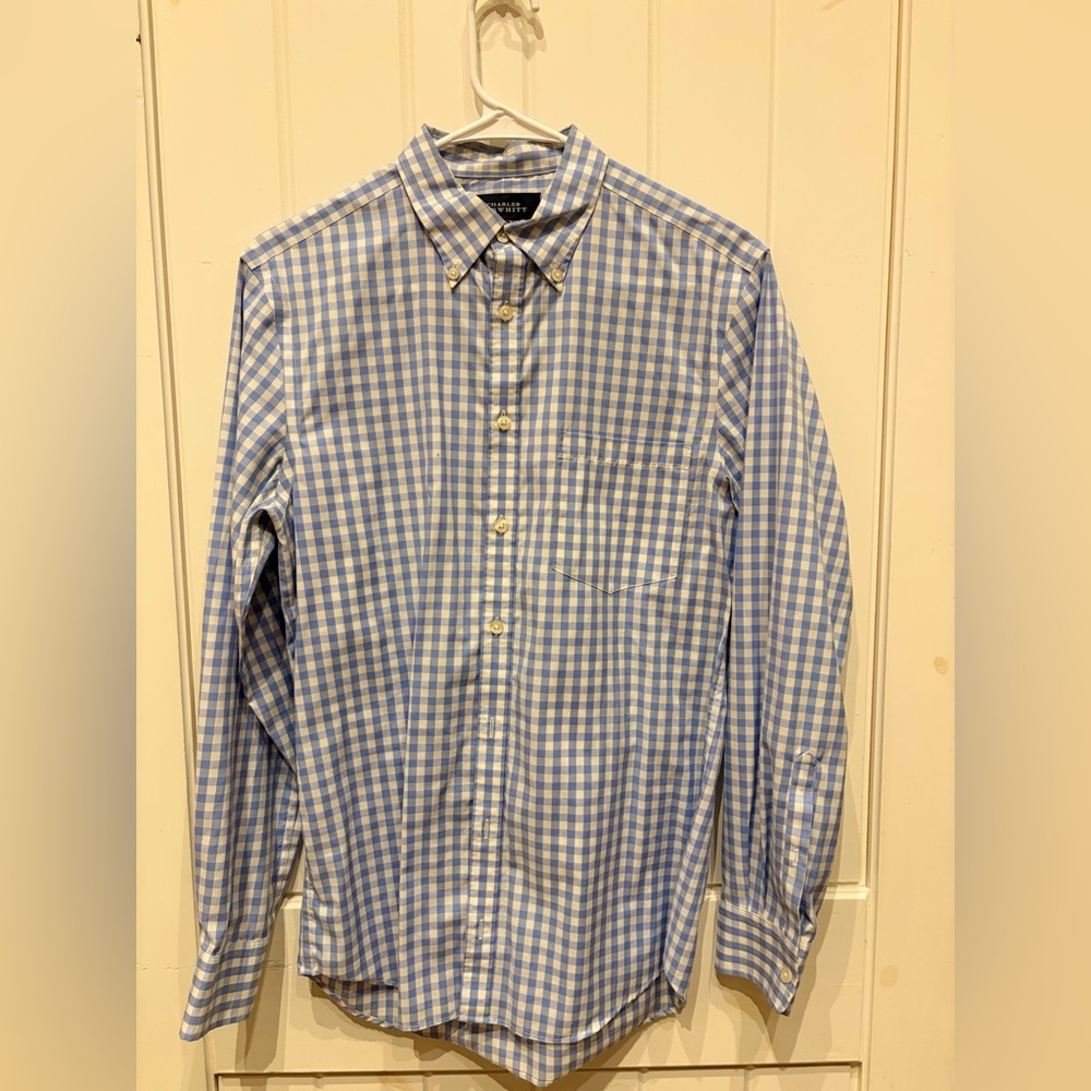 Charles Tyrwhitt Blue and White Gingham Shirt
